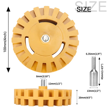 SIFANG Car Eraser Wheel Adhesive Remover Rubber Wheel, Smooth Power Drill Adapter, Paint Repair Rubber Vinyl Decals Removal Tool