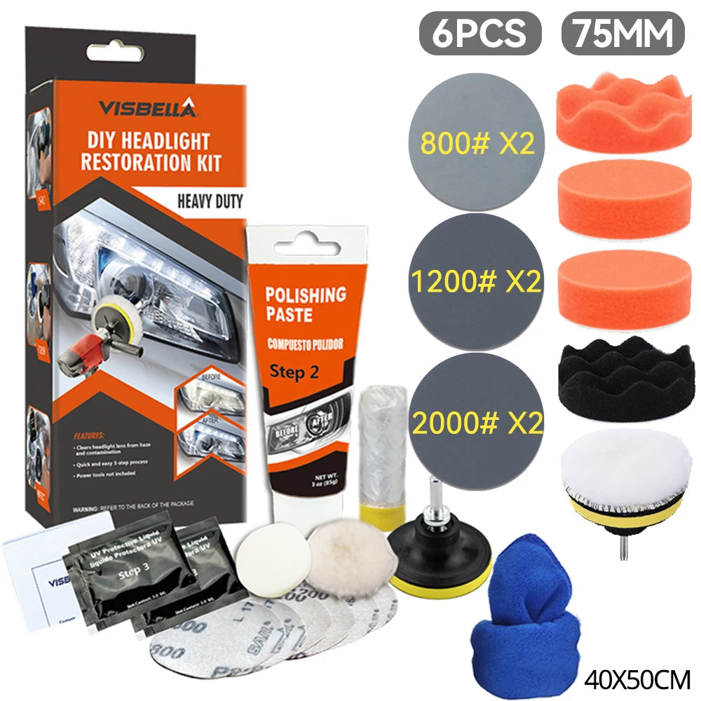 Headlight Restoration Kit Car Light Polisher Restorer Repair Polishing Paste Detailing Plastic Headlamp Waxing Liquid Polymer