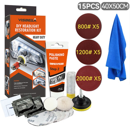 Headlight Restoration Kit Car Light Polisher Restorer Repair Polishing Paste Detailing Plastic Headlamp Waxing Liquid Polymer