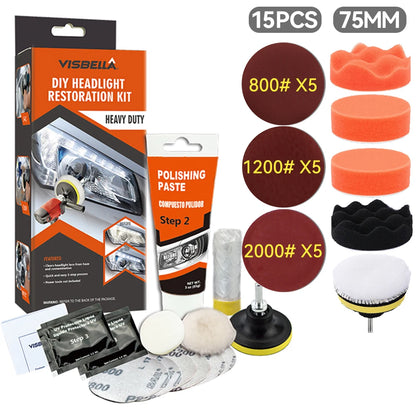 Headlight Restoration Kit Car Light Polisher Restorer Repair Polishing Paste Detailing Plastic Headlamp Waxing Liquid Polymer