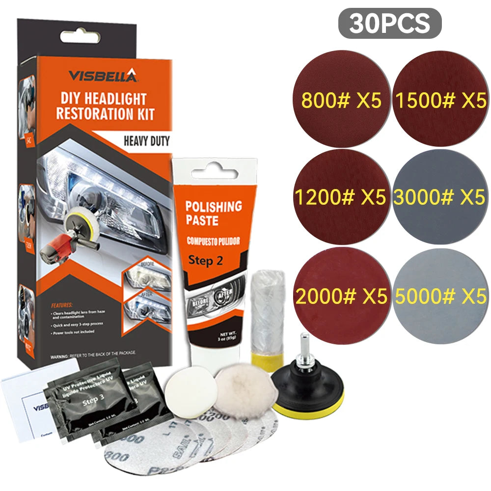 Headlight Restoration Kit Car Light Polisher Restorer Repair Polishing Paste Detailing Plastic Headlamp Waxing Liquid Polymer