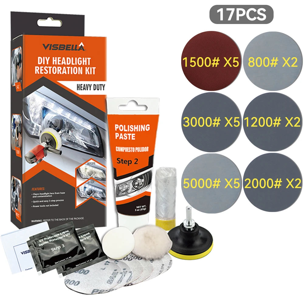 Headlight Restoration Kit Car Light Polisher Restorer Repair Polishing Paste Detailing Plastic Headlamp Waxing Liquid Polymer