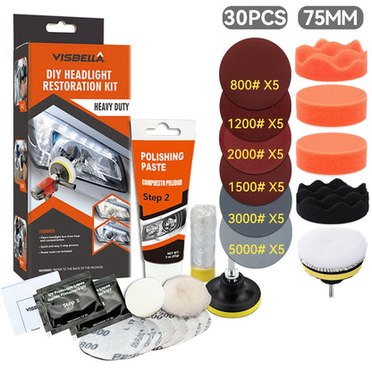 Headlight Restoration Kit Car Light Polisher Restorer Repair Polishing Paste Detailing Plastic Headlamp Waxing Liquid Polymer