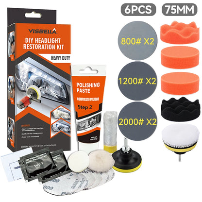 Headlight Restoration Kit Car Light Polisher Restorer Repair Polishing Paste Detailing Plastic Headlamp Waxing Liquid Polymer