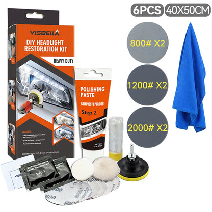 Headlight Restoration Kit Car Light Polisher Restorer Repair Polishing Paste Detailing Plastic Headlamp Waxing Liquid Polymer