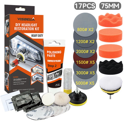 Headlight Restoration Kit Car Light Polisher Restorer Repair Polishing Paste Detailing Plastic Headlamp Waxing Liquid Polymer