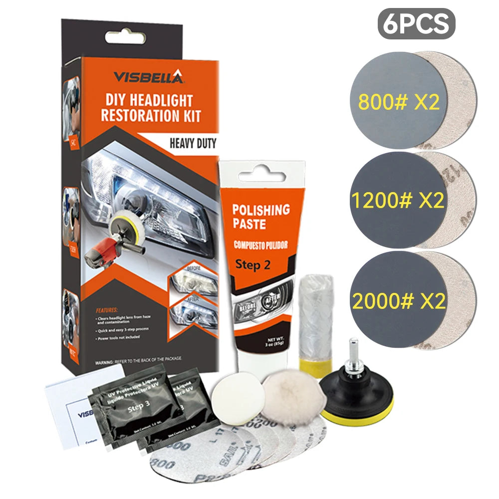 Headlight Restoration Kit Car Light Polisher Restorer Repair Polishing Paste Detailing Plastic Headlamp Waxing Liquid Polymer