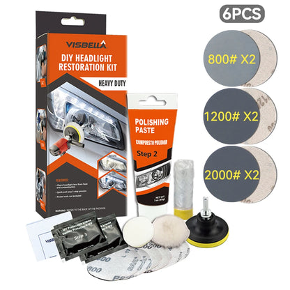 Headlight Restoration Kit Car Light Polisher Restorer Repair Polishing Paste Detailing Plastic Headlamp Waxing Liquid Polymer