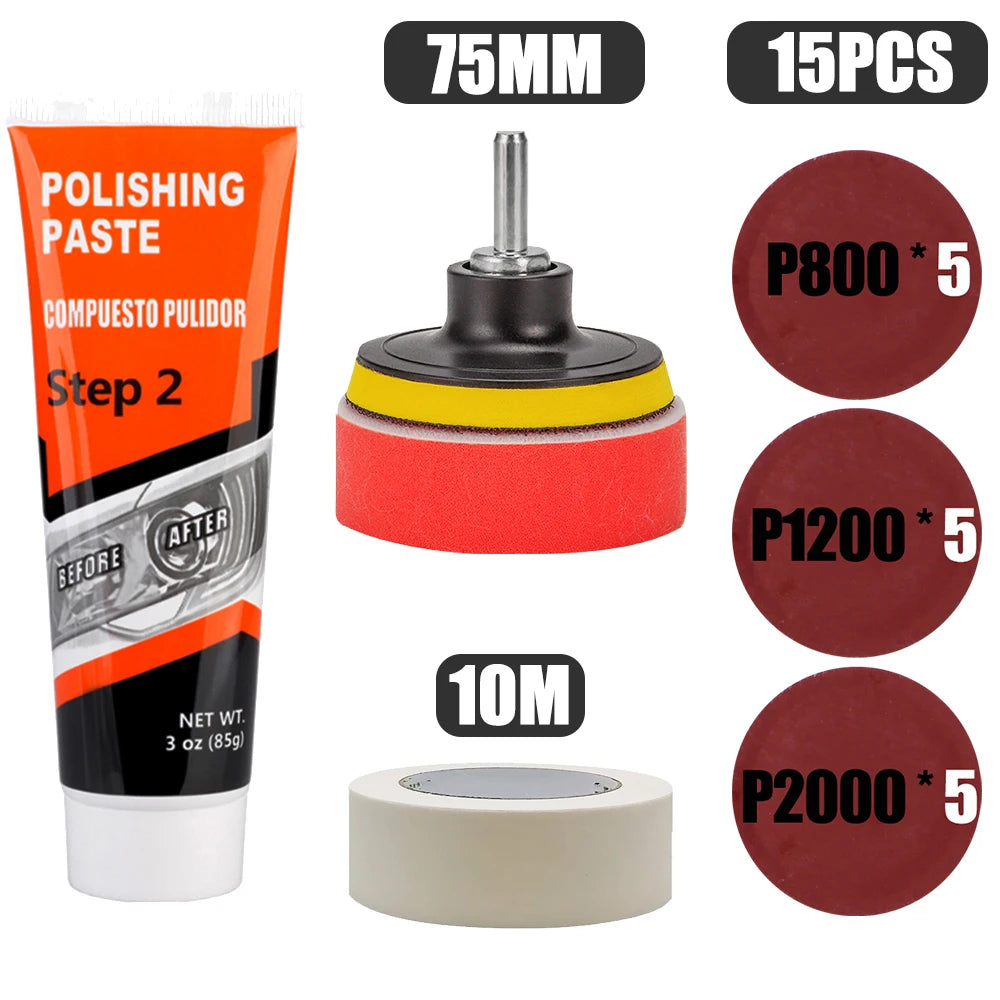 Headlight Restoration Kit Car Light Polisher Restorer Repair Polishing Paste Detailing Plastic Headlamp Waxing Liquid Polymer