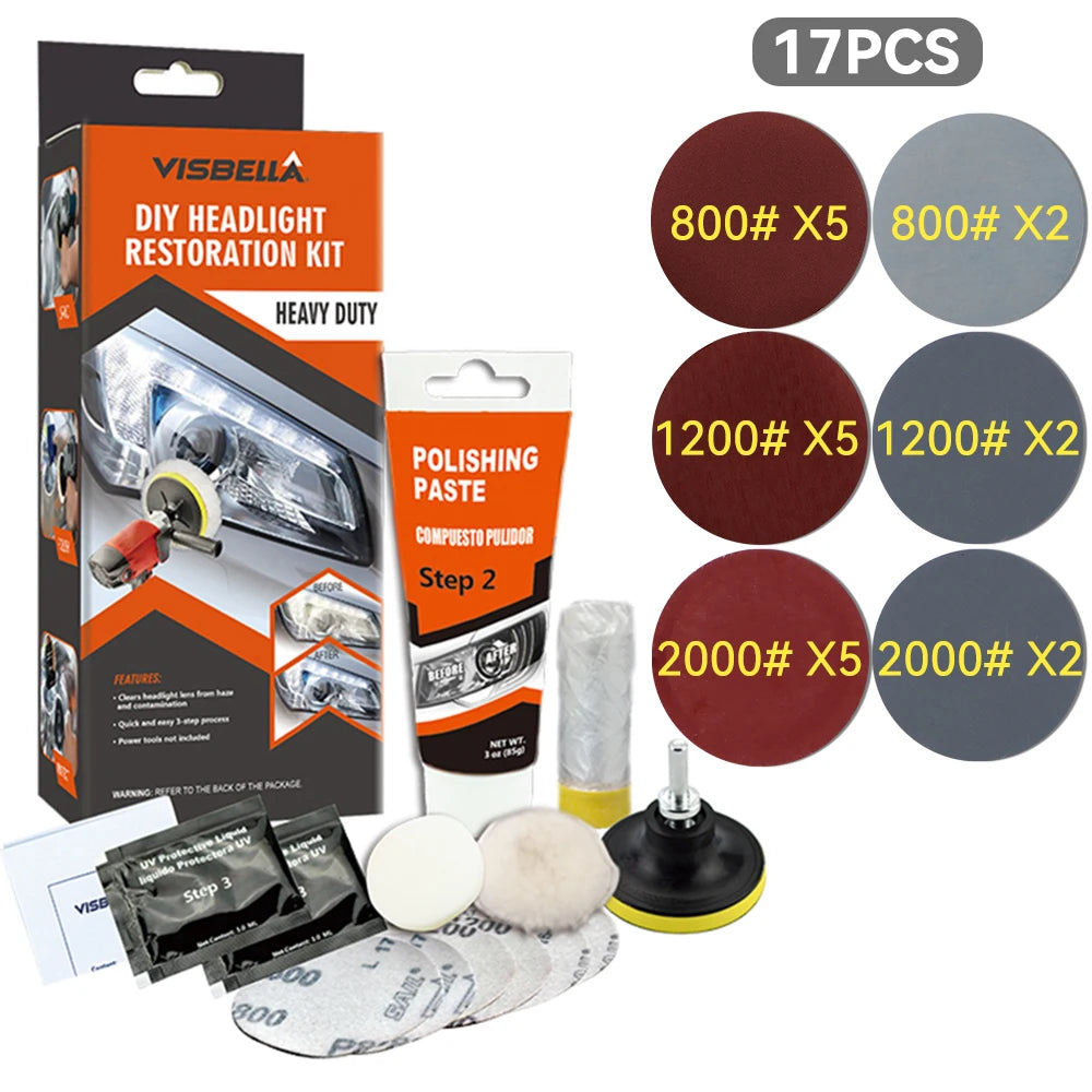 Headlight Restoration Kit Car Light Polisher Restorer Repair Polishing Paste Detailing Plastic Headlamp Waxing Liquid Polymer